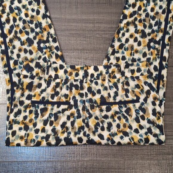 3/$20 Zara Abstract Leopard Print Trouser Pants Slim Cropped Ankle Taped Side - Picture 8 of 13